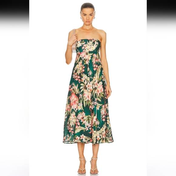 Zimmermann Lexi Bandeau linen midi dress nwt size 2 petite - Picture 12 of 13